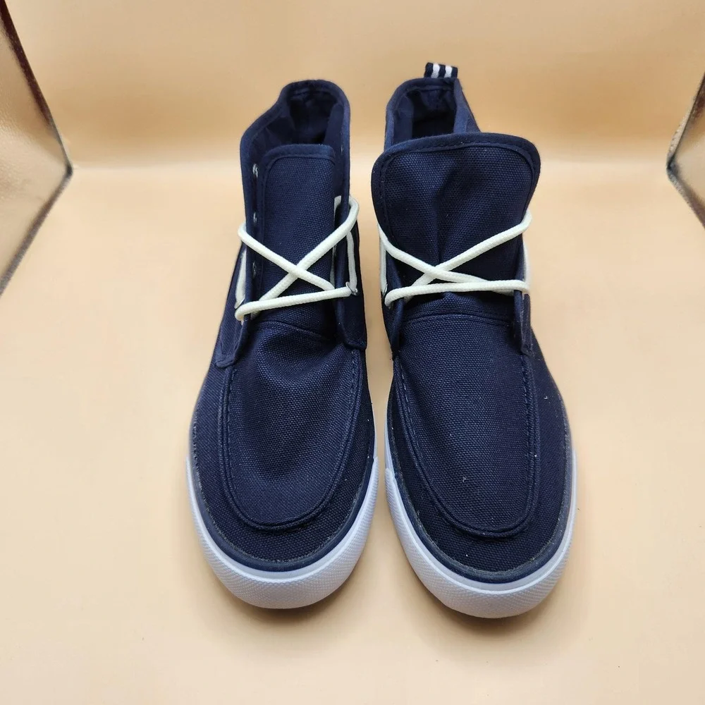 Collection 'O' Boat Shoes Mens Size 9 Navy Canvas High Top Lace Up VRL-03
